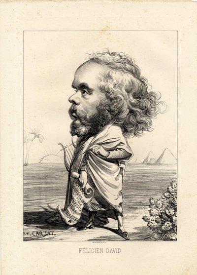 Folha voadora - Ilustração de Etienne Carjat (1826-1906): Egito, Lira, Pirâmides - David Felicien (1810-1876) de Etienne Carjat