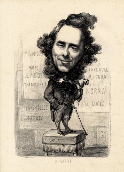 Folha voadora - Ilustração de Etienne Carjat (1826-1906): Sivori Camille Camillo (1815-1894) de Etienne Carjat