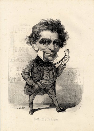 Folha voadora - Ilustração de Etienne Carjat (1826-1906): Teatro - Monrose Antoine-Martial Louis Barizain, Louis Monrose (1811-1883) de Etienne Carjat
