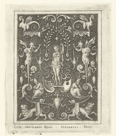 Apollo
Decorações planas com figuras de deuses numa moldura de grotescos (versão posterior) (título da série) de Etienne Delaune