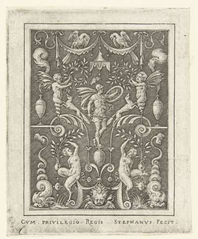 Marte
Decorações planas com figuras de deuses numa moldura de grotescos (versão posterior) (título da série) de Etienne Delaune