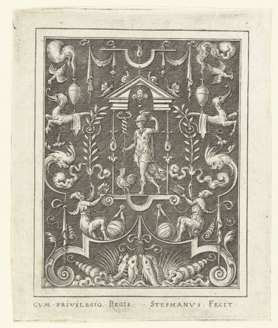 Mercúrio Decorações de superfície com figuras de deuses em moldura de grotescos (versão posterior) (título da série) de Etienne Delaune