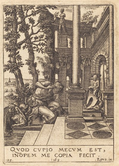 Narciso na fonte de Etienne Delaune after Rosso Fiorentino