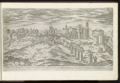 Monte Célio em Roma Bouwwerken uit de oudheid (título da série) Os vestígios da antiguidade de Roma coletados e retratos em perspectiva de Stefano Du Perac Parisino (título da série no objeto) de Etienne Duperac