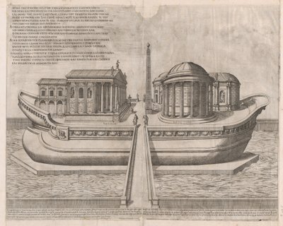 Espelho da magnificência romana: Templos na Ilha do Tibre, 1582., 1582 de Etienne Duperac