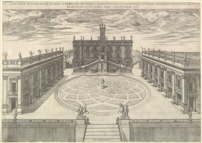 Vidro romano Vista magnífica do Capitólio romano, 1569. de Etienne Duperac