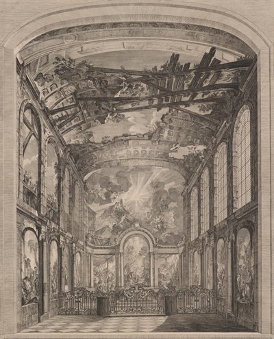 Vista interior dos Foundlings, 1759. de Etienne Fessard