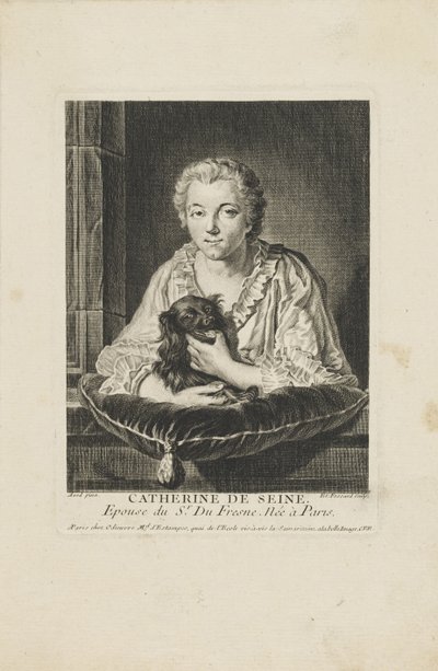 Retrato da atriz Madame Quinault-Dufresne 1705-1767 , c. 1750. de Etienne Fessard