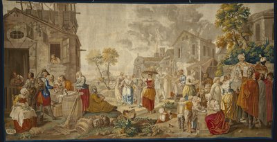 O mercado ao ar livre, de Festivais da vila, 1775-89 de Étienne Jeaurat