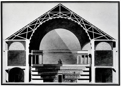 Design para a Bibliotheque Royale de France (litho) de Etienne Louis Boullee