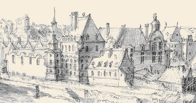 Martellange, Vista de Paris 1620 - Museu Ashmolean (pormenor com Hôtel de Nevers) (adaptado) de Etienne Martellange
