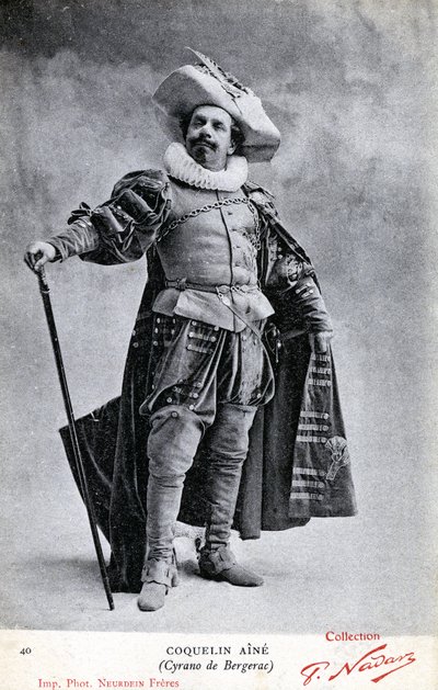 Constant Coquelin aka como Coquelin aîné (1841 - 1909) com o traje de Cyrano de Bergerac (foto) de Etienne Neurdein