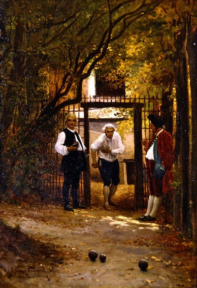 Jogar Boules (óleo a bordo) de Etienne Prosper Berne-Bellecour