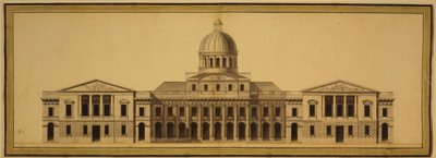 Design para o Capitólio dos EUA, 1793 (tinta, lavagem e aquarela sobre papel) de Etienne Sulpice Hallet