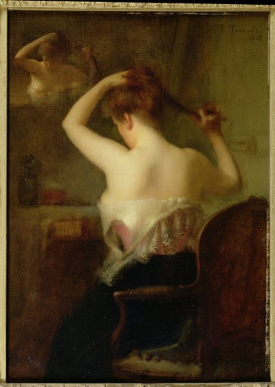 Mulher arrumando seu cabelo, 1903 de Etienne Tournes