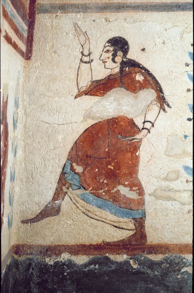 Uma bailarina (Fresco, detalhe, 530 BC) de Etruscan