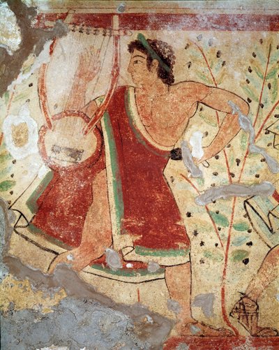 Um jogador de lira (Fresco, 520 BC) de Etruscan