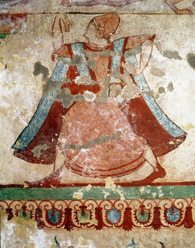 Dançarina com túnica comprida (Detalhe do fresco, 520 a.C.) de Etruscan