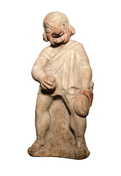 Civilização etrusca: representação de um actor cómico com expressão grotesca. Escultura do século II antes de JC. Londres, museu britânico de Etruscan