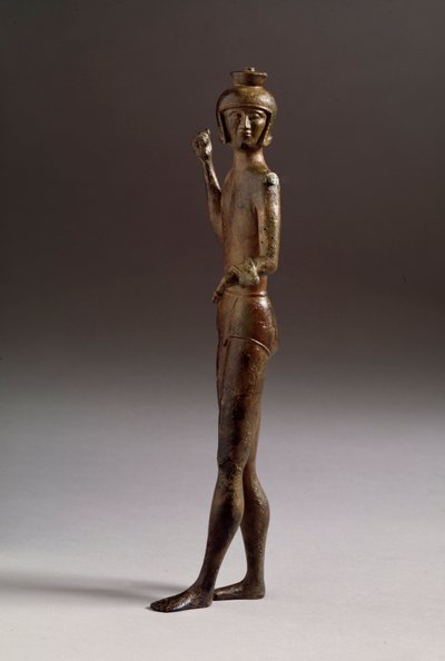 Civilização etrusca: estatueta de guerreiro em bronze de Etruscan