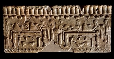 Civilização etrusca: friso terracota adornado com uma cena de banquete. 580 a.C. Dim. 24x54 cm. Do Palácio Murlo. Murlo, Antiquário Comunal de Etruscan
