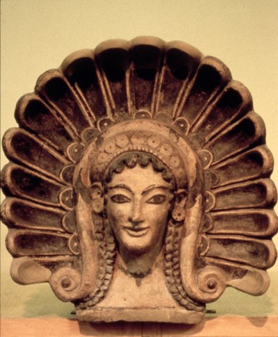 Fixação no templo Etrusco em Veii, século VI a.C. (cerâmica policromada) de Etruscan