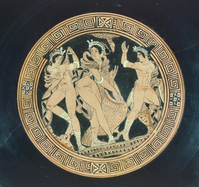 Kylix, detalhe. Cerâmica com algarismos vermelhos. Civilização Etrusca, Século V-4 AC. de Etruscan