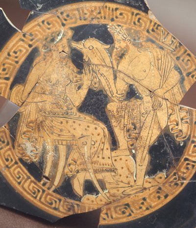 Poseidon e Amphitrite. Cerâmica de figuras vermelhas de Civita Castellana (Lazio). Civilização Etrusca, Século IV a.C. de Etruscan