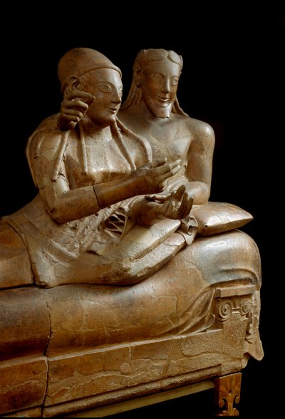 O sarcófago das noivas. Grupo esculpido de terracota de Cerveteri, século VI a.C. de Etruscan