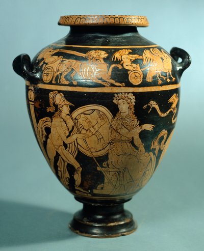 Stamnos, cerâmica de figuras vermelhas de Vulci (Lazio). Civilização Etrusca, Século IV a.C. de Etruscan