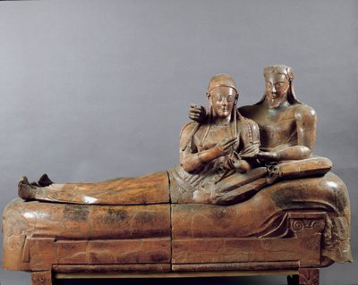 O grupo das noivas esculpidas (sarcófago de terracota de Cerveteri. Século VI a.C.) de Etruscan
