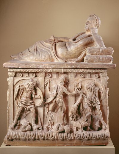 Urna Cinerária, século II a.C. (terracota com policromia) de Etruscan Etruscan
