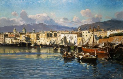 Velho Porto de Palermo (óleo sobre tela) de Ettore de Maria-Bergler
