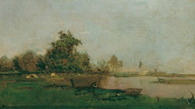 Paisagem fluvial com barco de Eugen Jettel