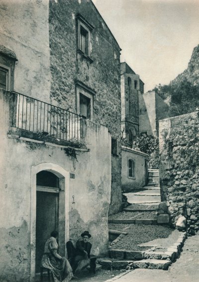 Rua em Taormina, Sicília, Itália, 1927 de Eugen Poppel