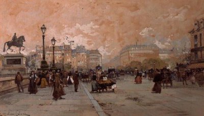 Uma cena parisiense de rua de Eugene Galien-Laloue