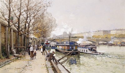 Barcaças no Sena de Eugene Galien-Laloue