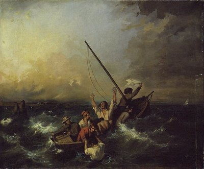 Naufrágio (óleo sobre tela) de Eugene (after) Isabey