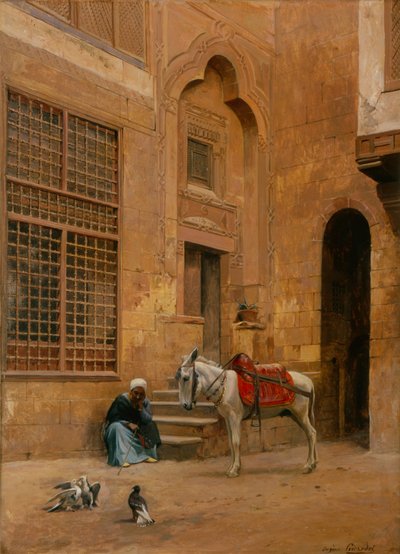 O Pátio (óleo sobre tela) de Eugene Alexis Girardet