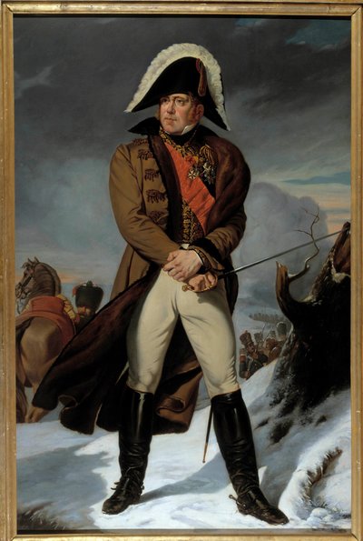Portrait en pied de Michel Ney (1769-1815), Duque de Elchingen, Príncipe de Moscova (Moscovoa), Marechal de França Pintura de Eugene Battaille (1817-1875). Século XIX. Dim. 2,15 x 1,4 m. - Retrato a todo o comprimento de Michel Ney (1769-1815), Duque de El de Eugene Battaille