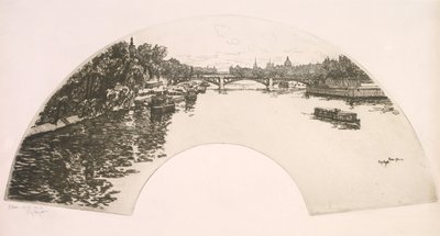 Fan, The Seine visto da Pont Royal (Éventail, La Seine vue du Pont Royal) de Eugene Bejot