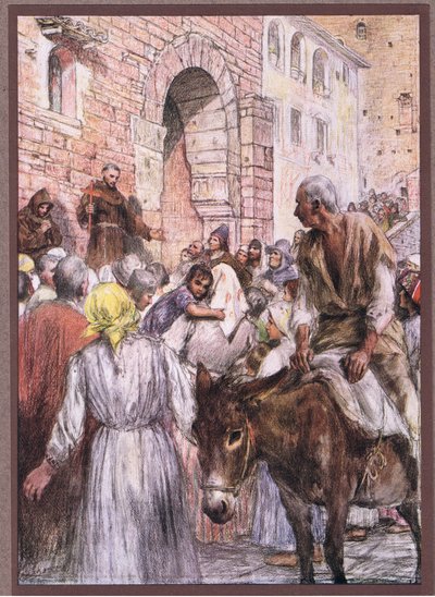 São Francisco pregando em Bolonha, 1919 de Eugene Burnand