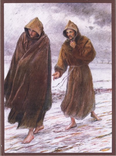 São Francisco mostra a Frei Leão onde se encontra a alegria perfeita, 1919 de Eugene Burnand