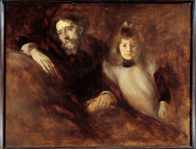 Alphonse Daudet (1840 - 1897) e sua filha. Pintura de Eugene Carriere (1849-1906) de Eugène Carrière