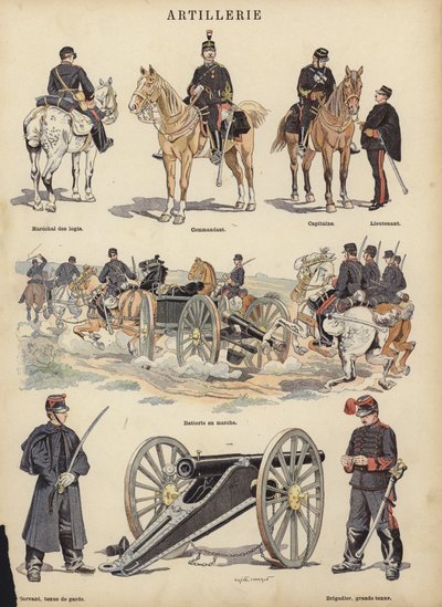 Artilharia do exército francês (cor litho) de Eugene Chaperon