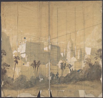 Projeto para um cenário na Ópera, Paris, 1828-90. de Eugene Ciceri