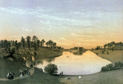 Lago em bois de Boulogne, c.1860 (gravura) de Eugene Ciceri