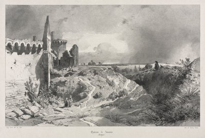 Viagens pitorescas e românticas na França antiga. Bretanha: Chateau de Susínio de Eugene Ciceri
