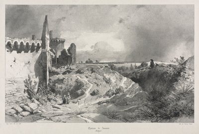 Viagens pitorescas e românticas na velha França. Bretanha: Castelo de Susinio. de Eugene Ciceri