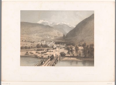 Vista da ponte sobre o Ródano carta Pontos turísticos da Suíça, Savoy e Tirol La Suisse, la Savoie et le Tyrol de Eugene Ciceri